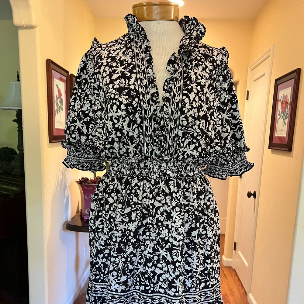 Max Studio Black and White Floral Long Dress